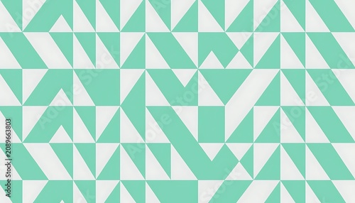 Abstract geometric pattern with mint green and grey triangles illustration