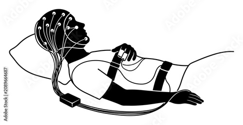 Medical Sleep Study Sensor Setup Silhouette