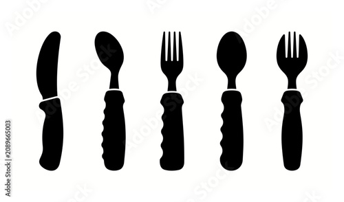 Cuadro en lienzo Occupational Therapy Adaptive Utensils Silhouette