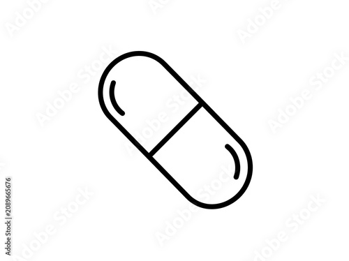 Simple capsule pill icon with split line
