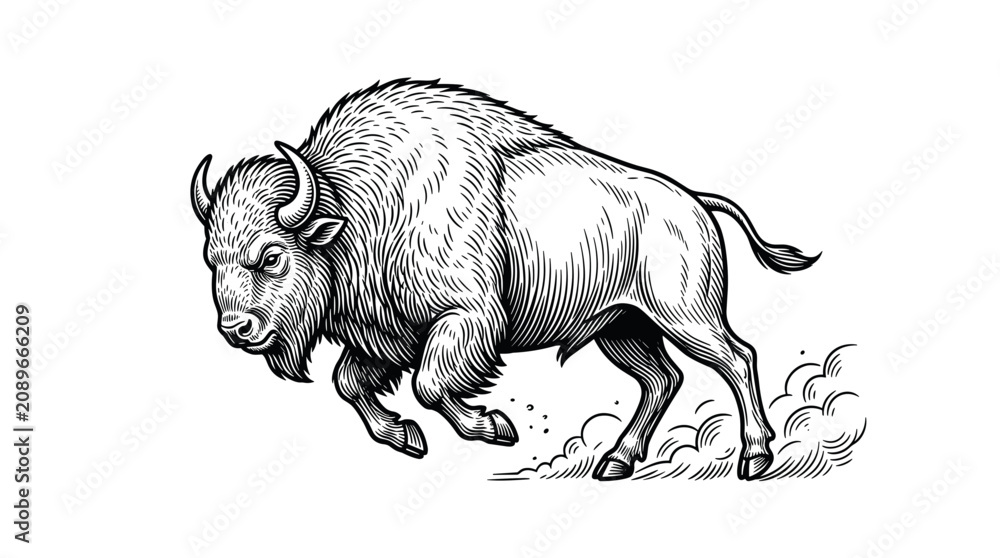 Fototapeta premium Bison Running in the Wild.
