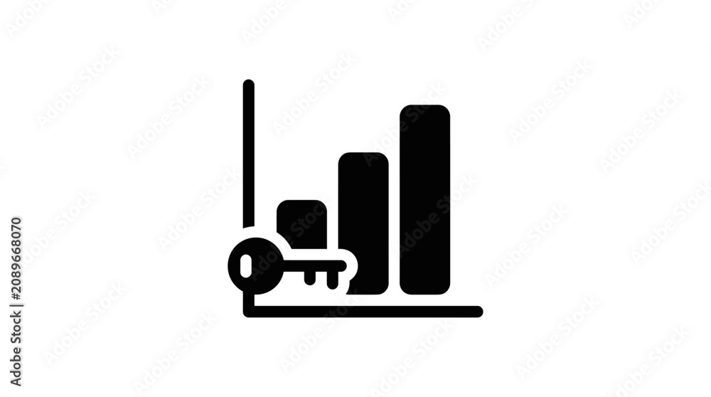 Fototapeta premium A graphic illustration shows a key on a bar chart graph