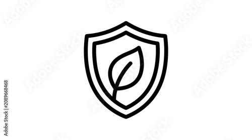 фотографія A shield icon with a leaf is shown on a white background.