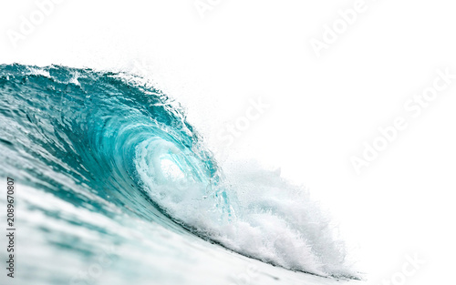 Canvas Print Crashing ocean wave with turquoise water isolated on png transparent background