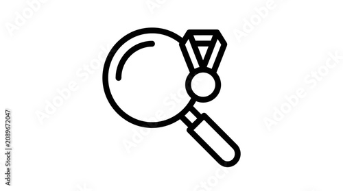 Tablou pe pânză A magnifying glass examines a diamond closely.