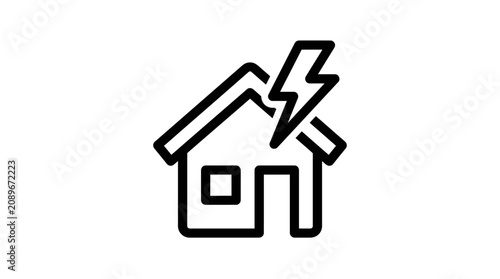 A house with a lightning striking on it causing damage