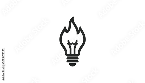 Bild auf Leinwand The light bulb emits a flame from its top in a creative idea illustration