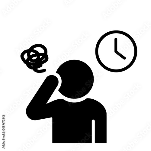 Принти на полотні 時計を見ながら時間管理に悩む人物ピクトグラム（黒）