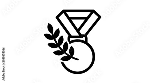 Bild auf Leinwand A minimalist illustration of a diamond ring with a laurel branch wrapped around the band in a simple graphic design