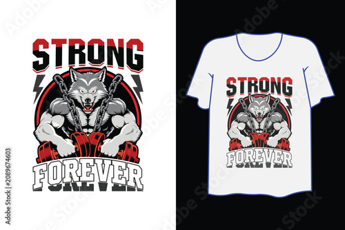 Motivational Fitness T-Shirt Design with Animal Mascot, Gym Workout Quotes