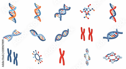 Photos Colorful Scientific Illustration of DNA and Chromosomes.