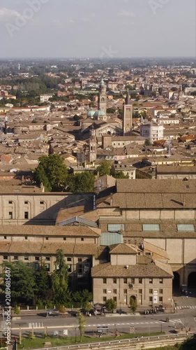 Vertical Aerial View of Parma Architecture and Historic Landmarks