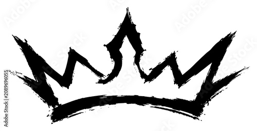 Cuadro en lienzo Crown royalty symbol in textured ink brushstroke style