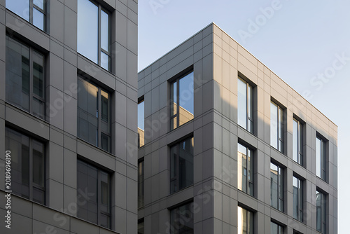 Exterior view of modern high rise building facade with building
