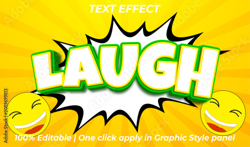 Creative comic pop art laugh text effect editable vector style
