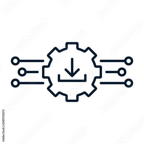 Software update concept, downloading new firmware. Vector line icon isolated on a white background.