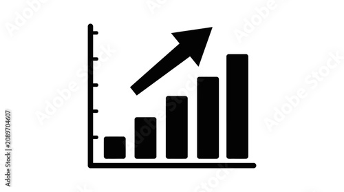 Growth Bar Chart with Upward Arrow Icon - Business Success and Progress