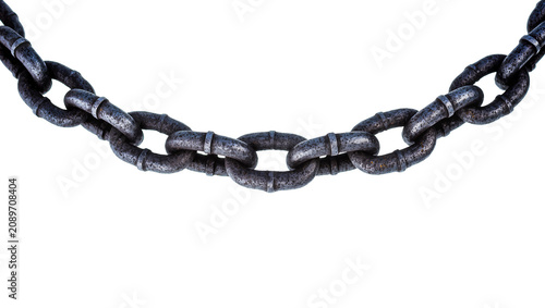 Quadro su tela Isolated weathered heavy metal chain with strong links, symbolizing power, security, and connection