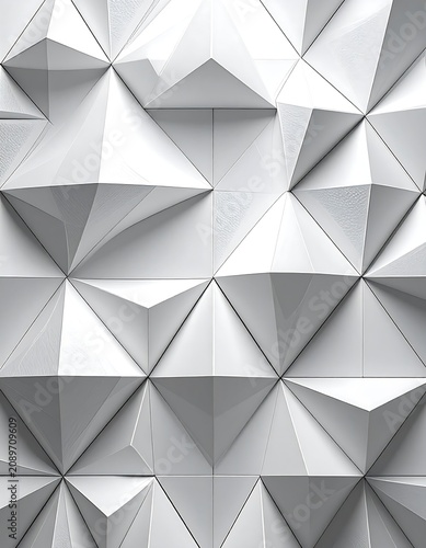 Geometric pattern of overlapping white triangles on gray.