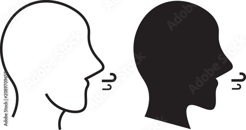 Obraz na płótnie Breathing and talking mouth icon set