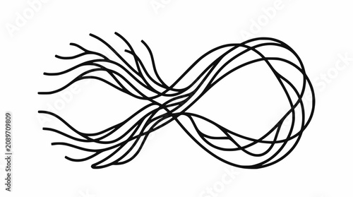Photography Abstract Infinity Symbol Made of Flowing Black Lines on White Background