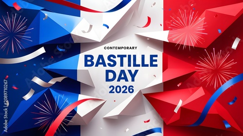 Colorful Celebration Poster with Fireworks and National Holiday Text on Vibrant Background
