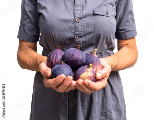 Person holding a purple gift box wrapped in white paper.