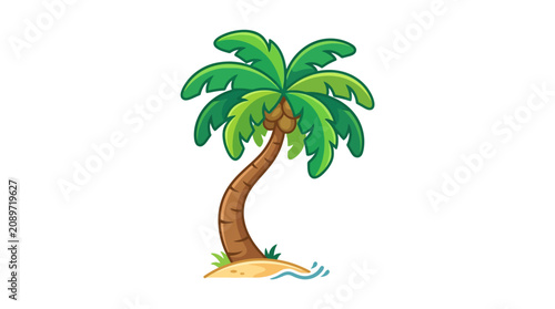 Tableau sur toile Tropical Island Palm Tree Illustration.