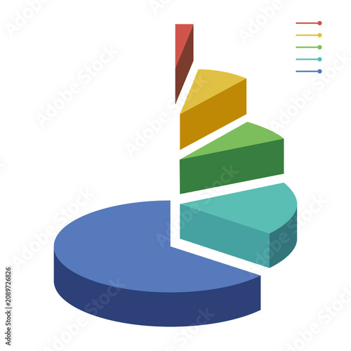 3D Pie Chart Infographic Diagram with Five Segments