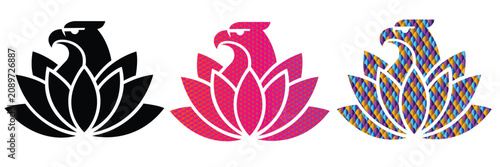 Eagle Lotus Logo Vector for Wellness Brand Identity Premium Minimalist Bird Emblem.