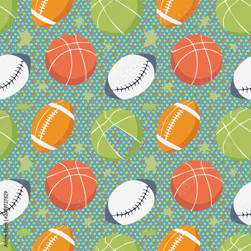 Colorful Sports Balls Seamless Pattern