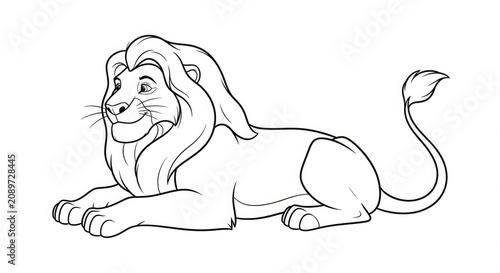 Lion colouring page relaxing animal illustration for kids and adults printable design