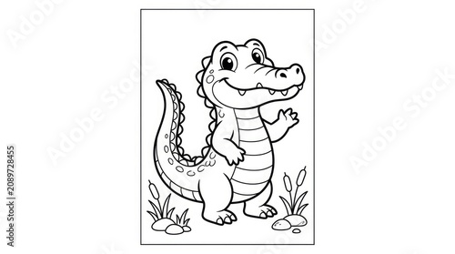 Cute crocodile colouring page for kids educational activity and creative fun