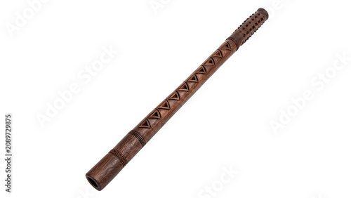 Tableau sur toile Traditional old wooden mace club weapon stick isolated on a transparent backgrou