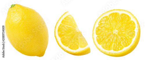 Foto Collection of lemon fruits without shadow isolated