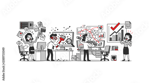 Efficient data management process from chaotic input to clear analytical results.