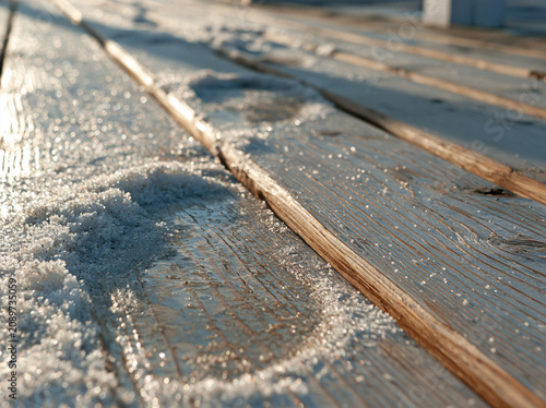 Macro texture of whitewashed wooden deck boards with sand