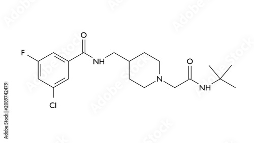 Cuadro en lienzo ulixacaltamide molecule, structural chemical formula, ball-and-stick model, isol