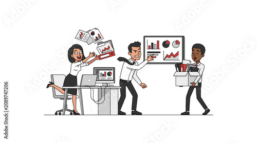Fotografia Business people stressed at work because of disorganization and an employee being fired