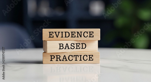 Evidence Based Practice Wooden Blocks On White Marble Table