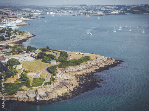 Drone Image Of Royal William Yard From Mount Edgecumbe, Cornwall