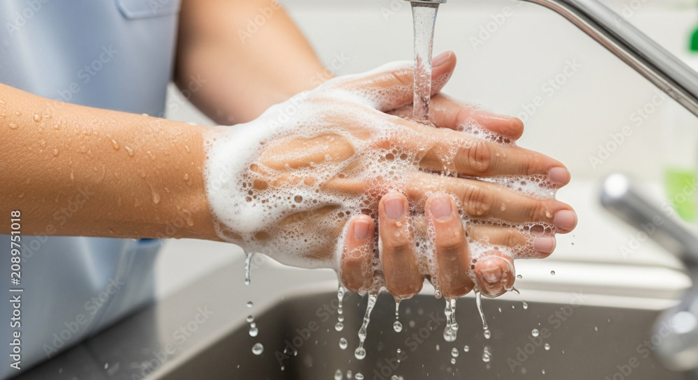 Fototapeta premium Hygiene Hands Washing Soap Water