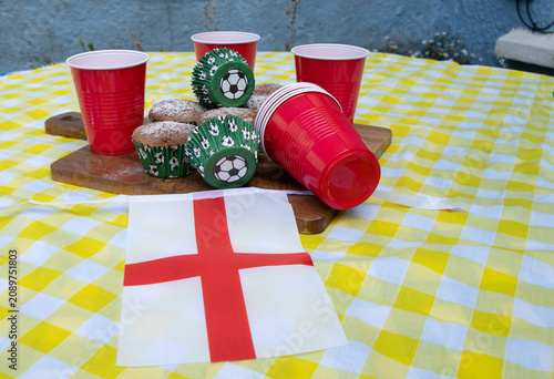 England Football Party with Cakes, Bunting and Match Day Celebrations