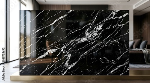 Elegant Black Marble with White Veins - Luxury Interior Design Element