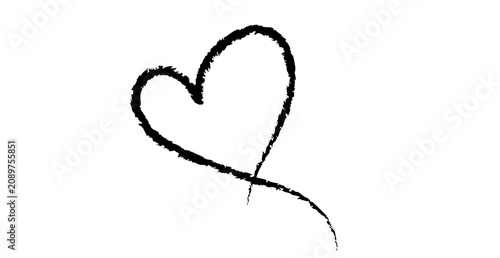 Tableau sur toile Hand drawn heart line sketch romantic love symbol minimalist valentine illustrat