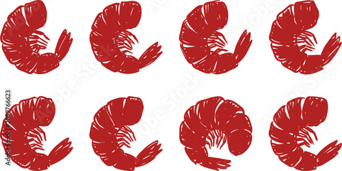Tableau sur toile Red Shrimp Seafood Crustacean Sketch Vector Illustration for Restaurant Menus, C