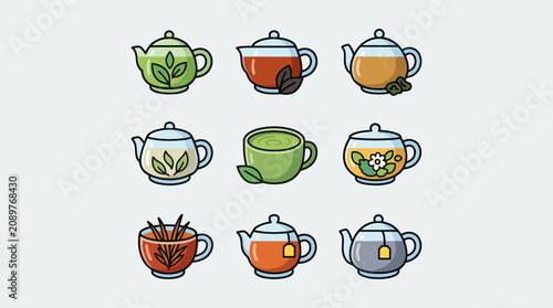 Fotografie Collection of tea pots and cups