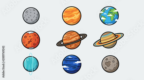 Εκτύπωση καμβά Colorful celestial bodies collection