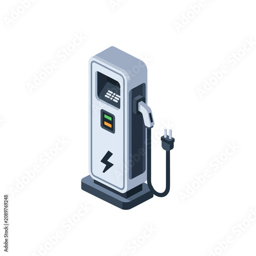 Modern electric vehicle charging station illustration.
