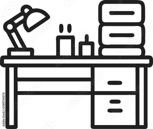 Office desk symbol in flat vector art, perfect for business and productivity concepts